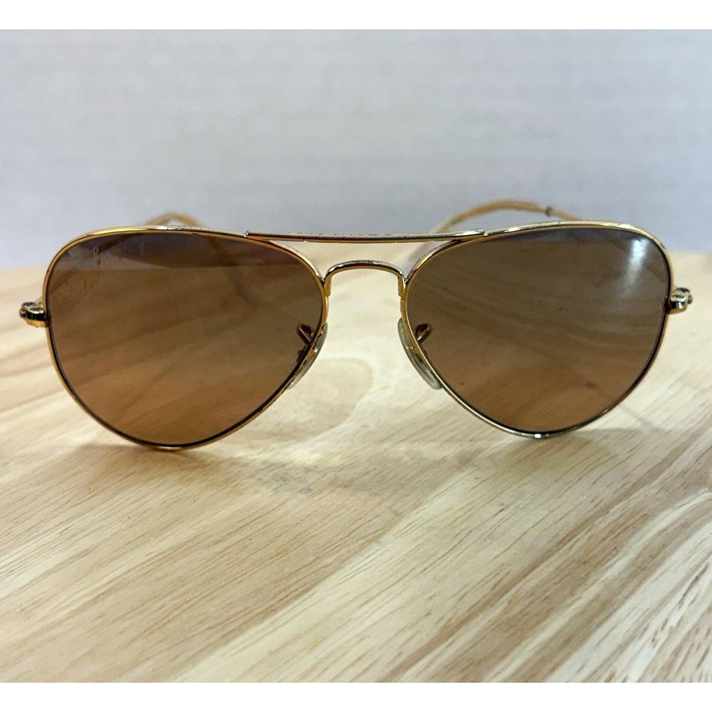 Ray-Ban Aviator RB3025 Gold Frame Brown Gradient Lens Sunglasses 58mm Classic